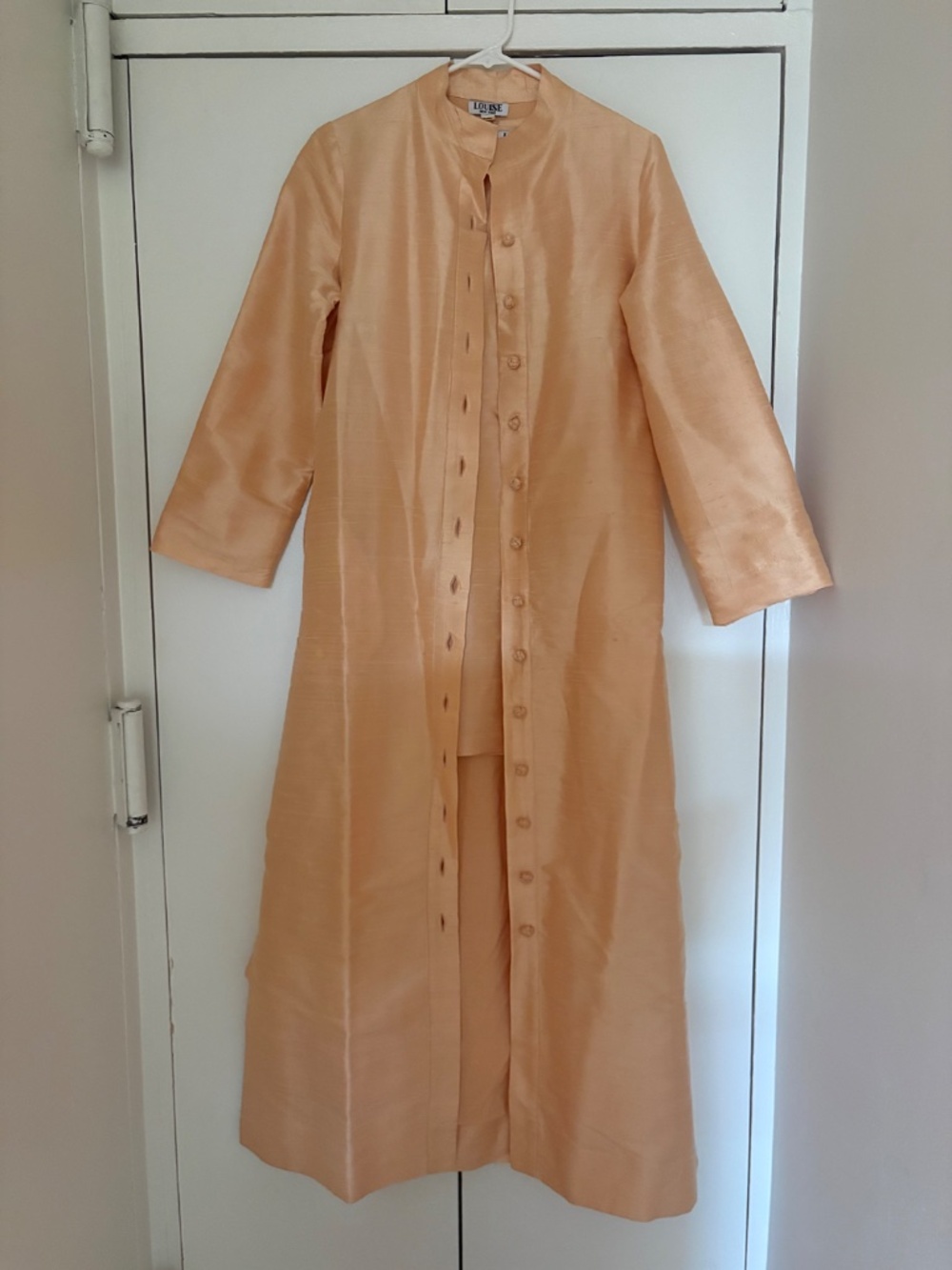 Louise peach silk duster jacket + matching mini dress - Picture 2 of 5